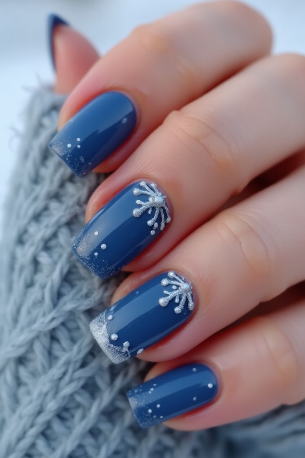winter blue nails