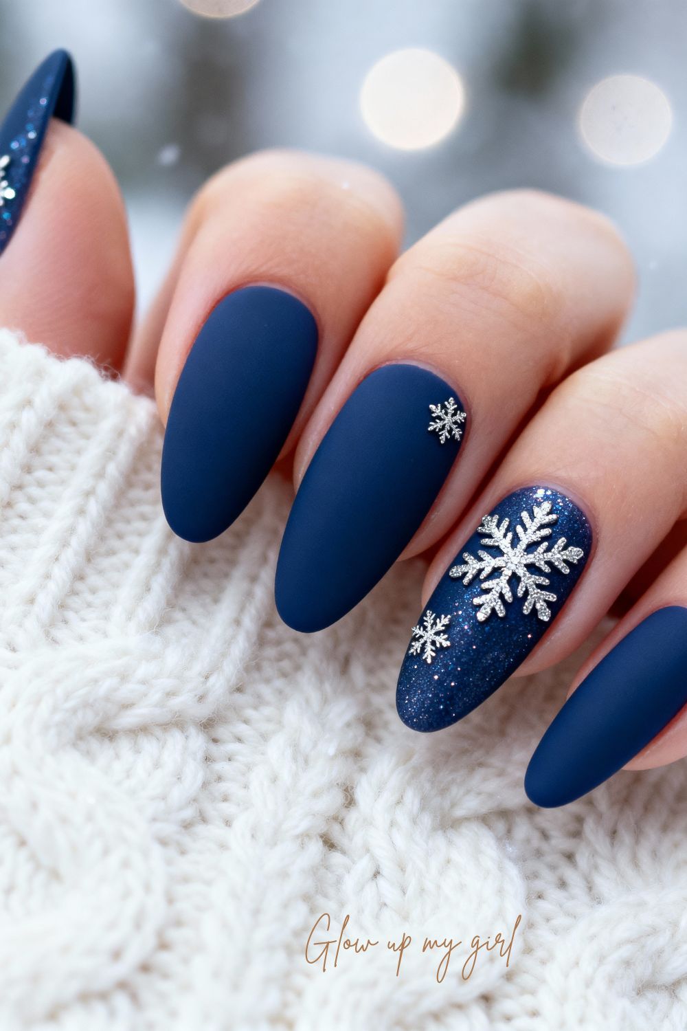winter blue nails