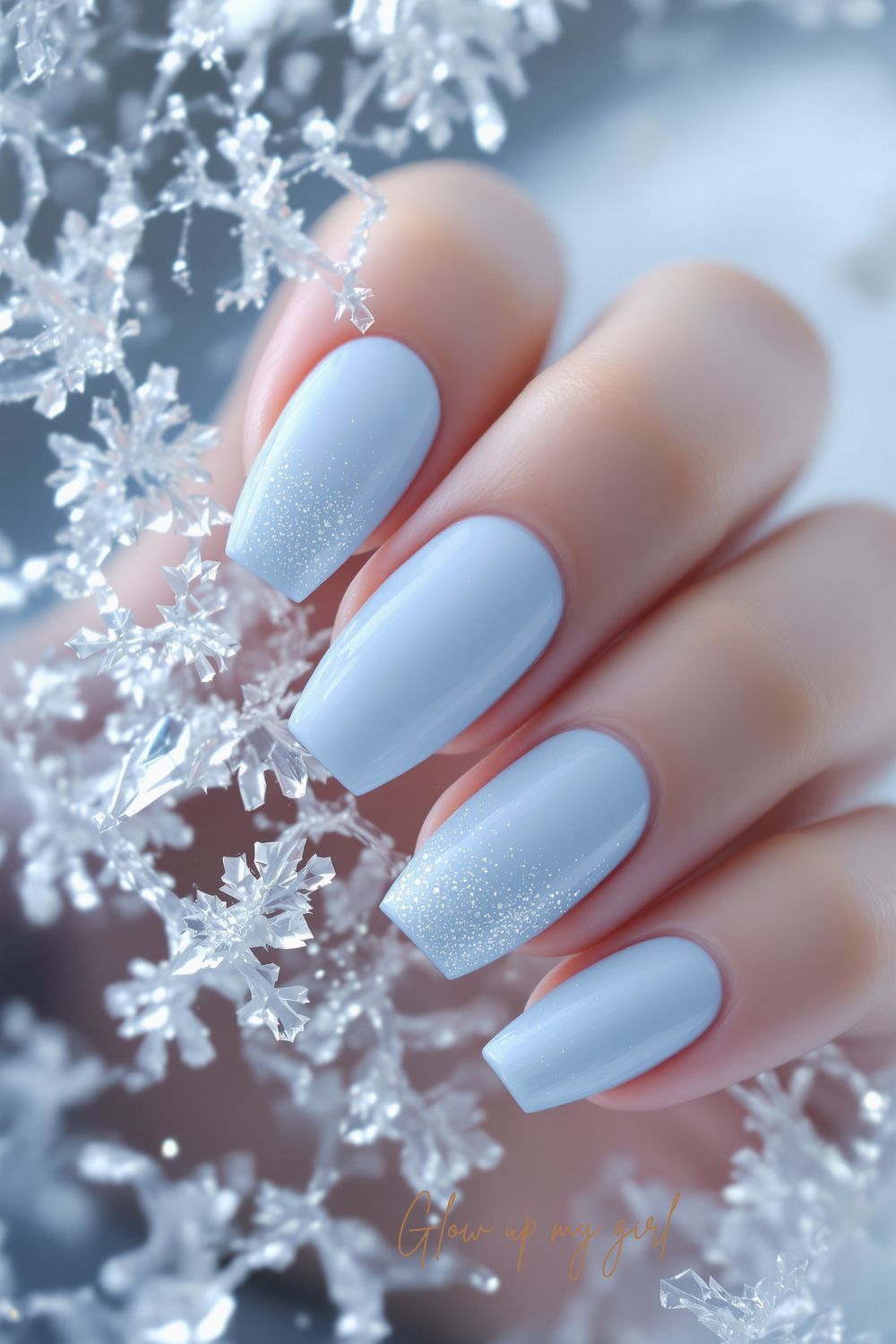 winter blue nails