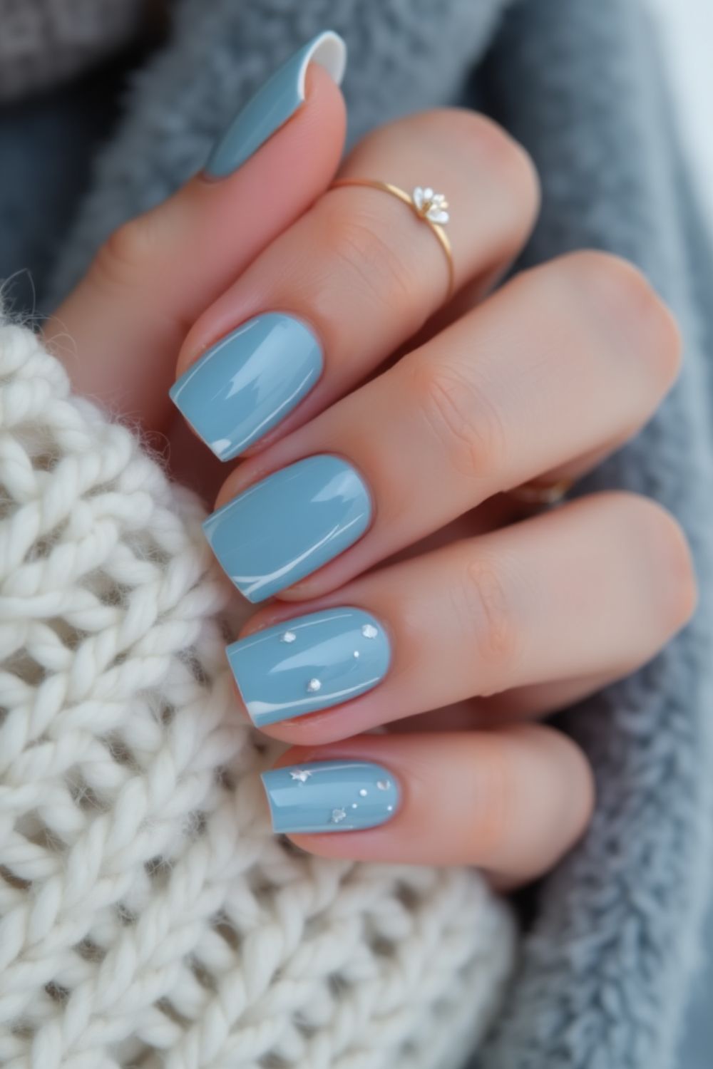 winter blue nails