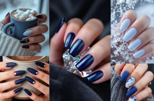 winter blue nails