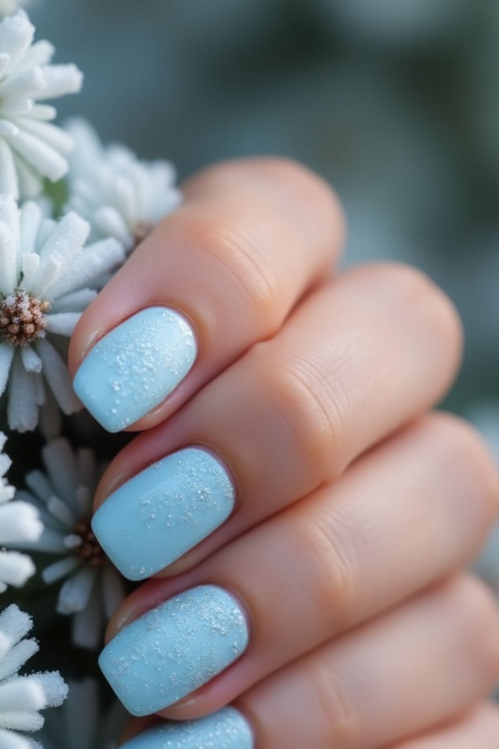 winter blue nails