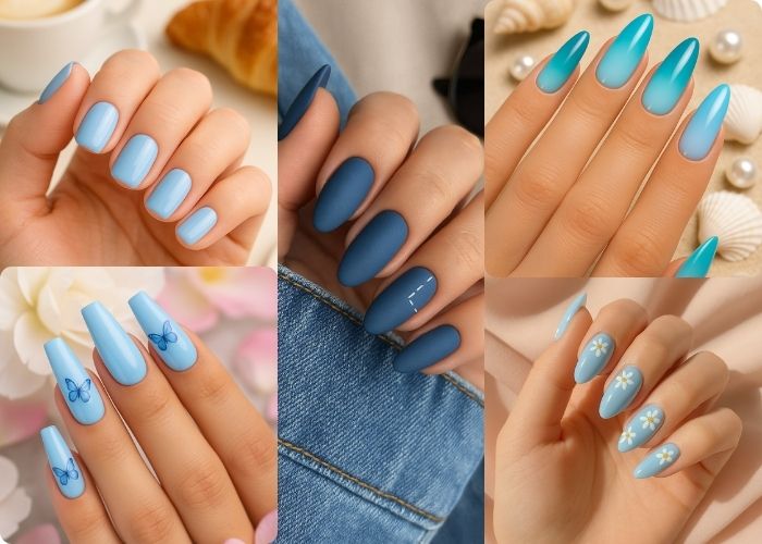 blue nail ideas inspo